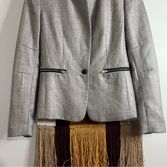 RAG & BONE Alpine Wool-Blend Blazer with Zip Pockets in Silver/Gray SZ 4 - Picture 6 of 10